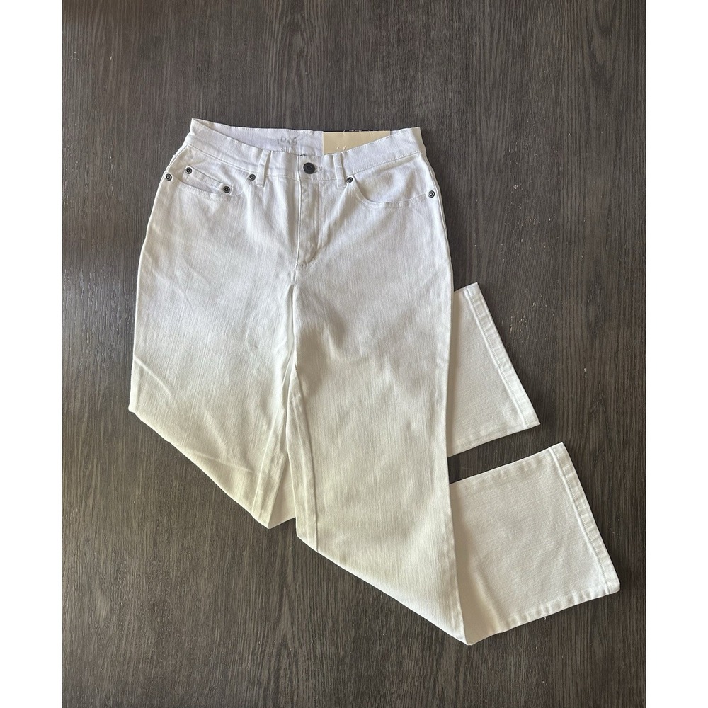 Talbots Petites Boot Leg Straight Leg Stretch‎ Denim White Pants Size 2P